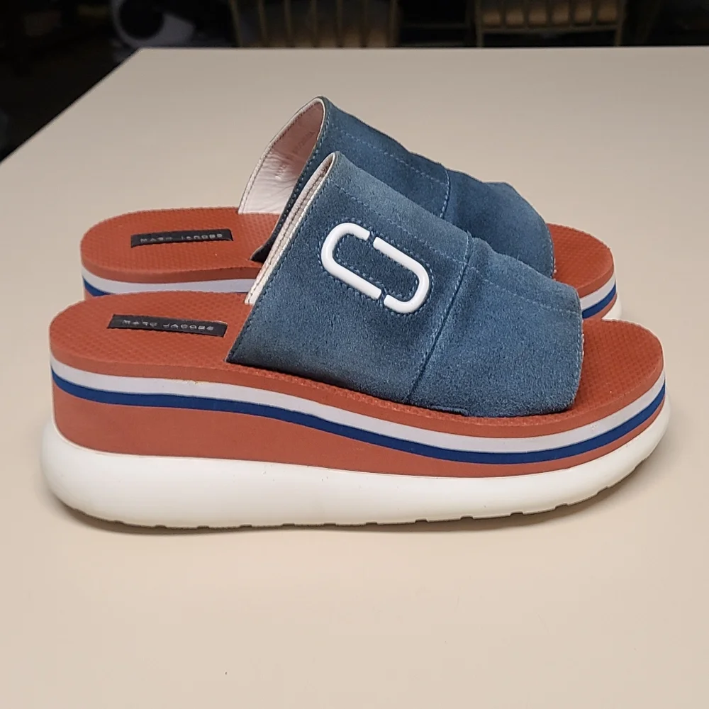 Marc Jacob's Lex Suede chunky platform sport slide size 38 - Picture 7 of 10